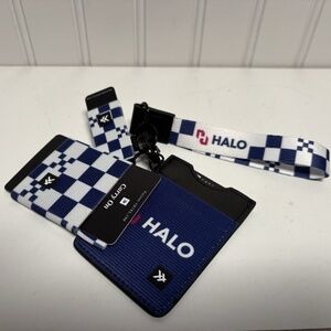 New Thread Halo Elastic Wallet Card Case Keychain w/ Chapstick Holder Blue